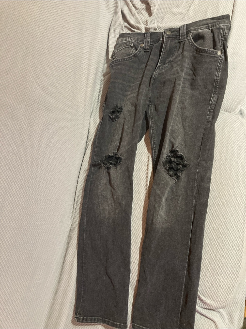 Rock & Republic Men's Charcoal Distressed Straight Jeans